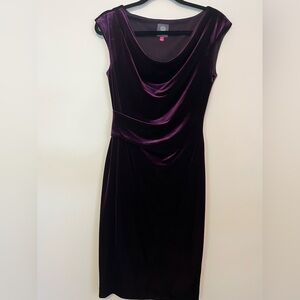 Vince Camuto Deep Purple Velvet Midi Dress